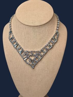 By Gale Vintage Sky Blue Rhinestone Necklace